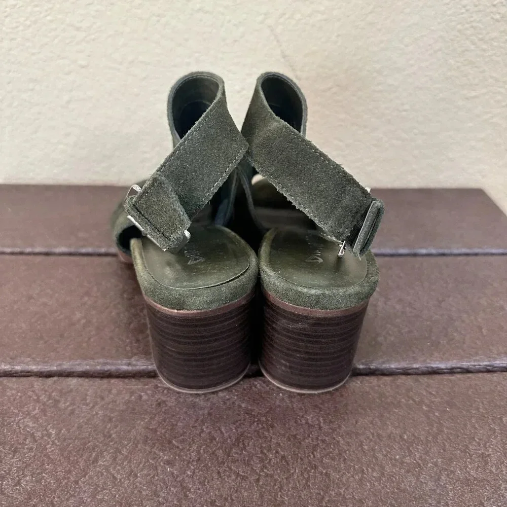 DIRTY LAUNDRY Olive Green Suede Shooties Block Heel - 8